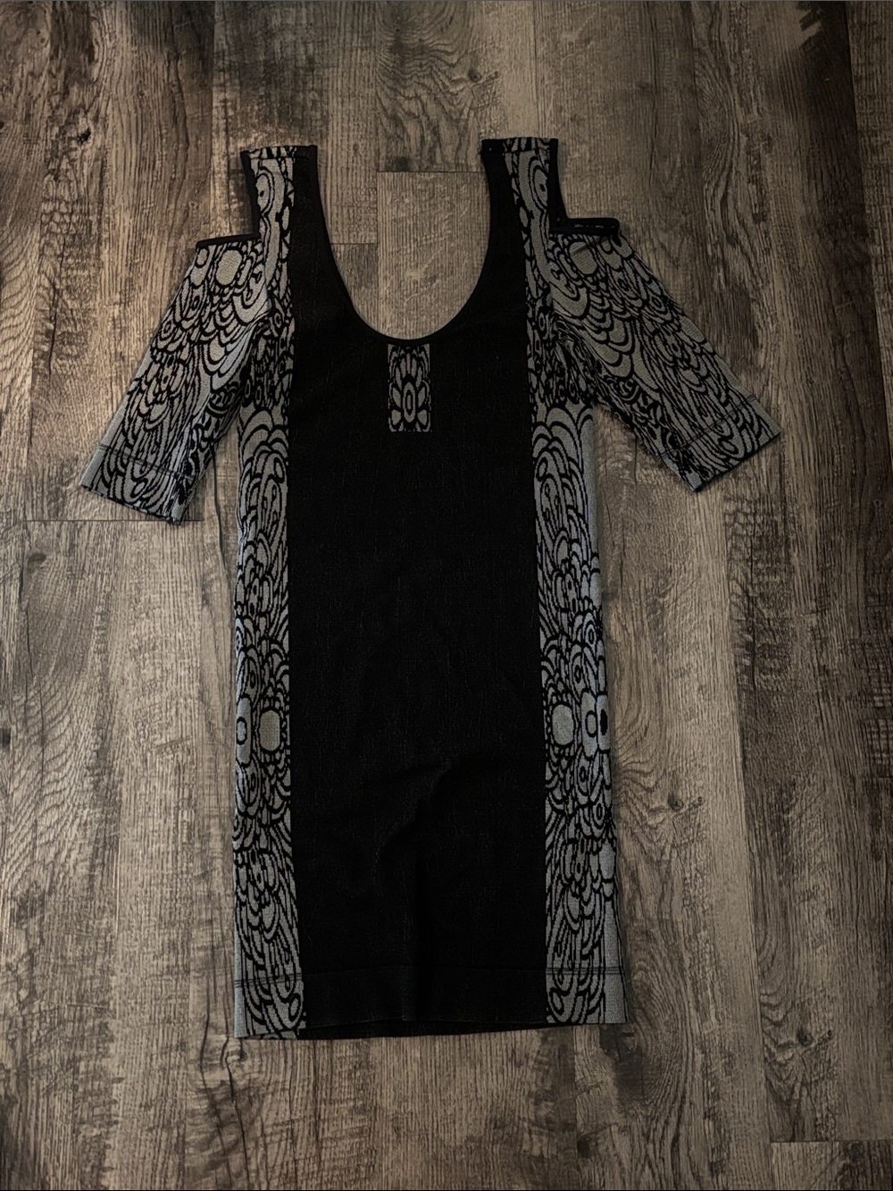 NUX Mini Dress with Cutouts - Black and Grey - Size Small